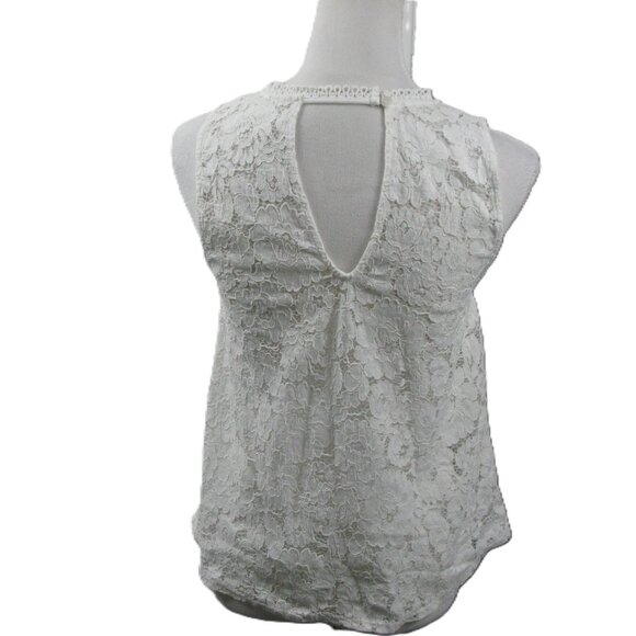 Elodie White Lace Semi-Sheer Tank Blouse Size Medium - Picture 4 of 6